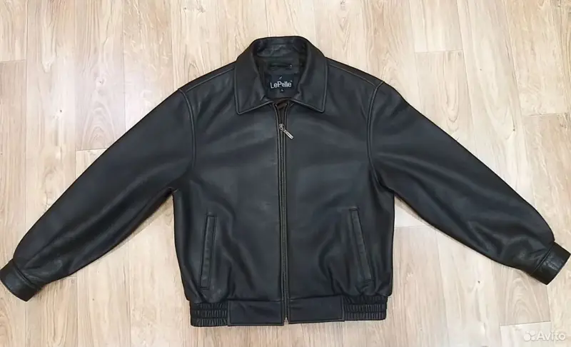 Мужской кожаный бомбер XL