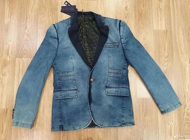 Мужской джинсовый пиджак 50 р-р